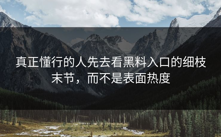 真正懂行的人先去看黑料入口的细枝末节，而不是表面热度
