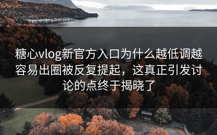 糖心vlog新官方入口为什么越低调越容易出圈被反复提起，这真正引发讨论的点终于揭晓了