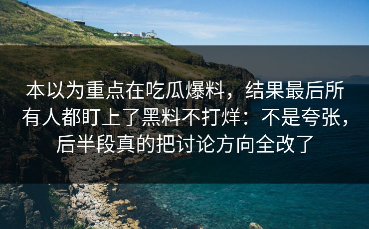 本以为重点在吃瓜爆料，结果最后所有人都盯上了黑料不打烊：不是夸张，后半段真的把讨论方向全改了