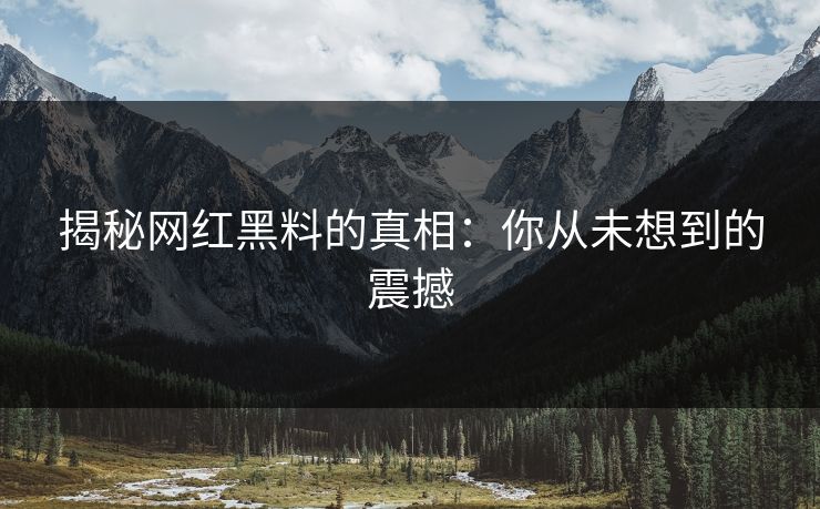 揭秘网红黑料的真相：你从未想到的震撼